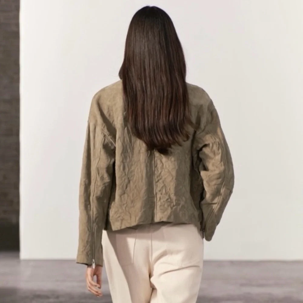 NWOT Zara ZW Collection 100% Suede Leather Jacket - Picture 3 of 12